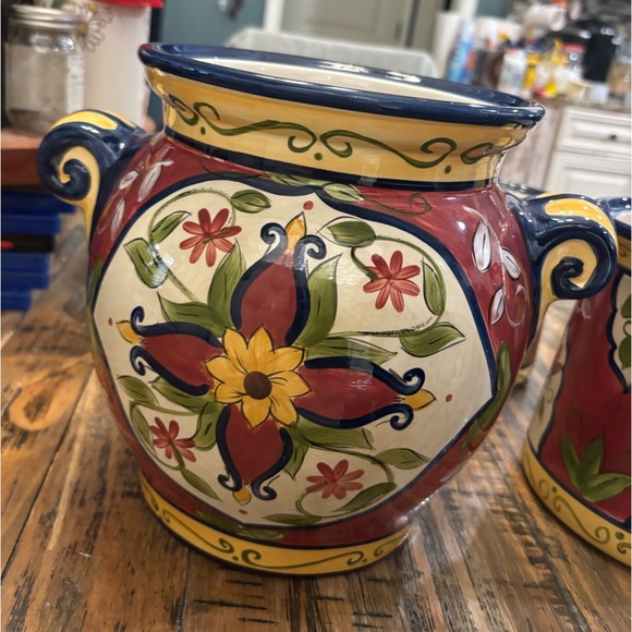 Pier 1 Vallarta Large Cookie Jar Canister With Handles - Picture 3 of 13